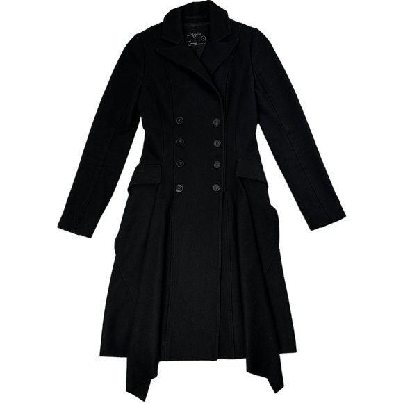 All Saints Obia Coat Size 6 Black Peplum Double Breasted Wool-Blend Gwen RARE - Picture 2 of 13